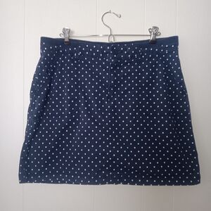 Faded Glory Women's Navy Blue & White Polka Dot Mini Skort Skirt 12